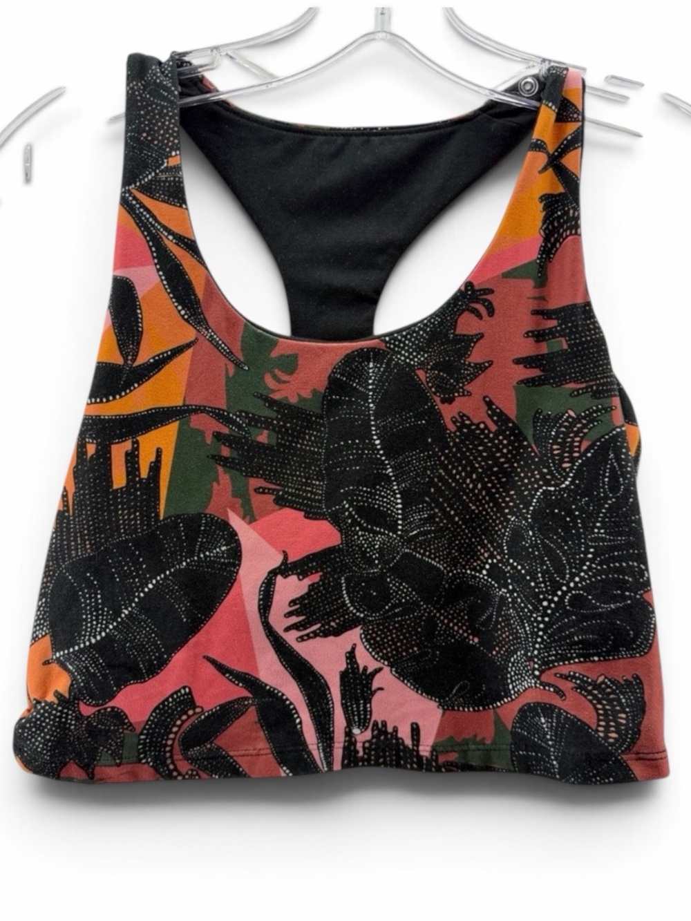 Betsey Johnson Performance Tropical Print Crop Top Sports Bra Size Medium